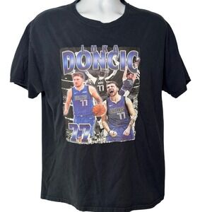 Luka Doncic Dallas Mavericks NBA Graphic T-Shirt Mens Large Black Fruit of Loom